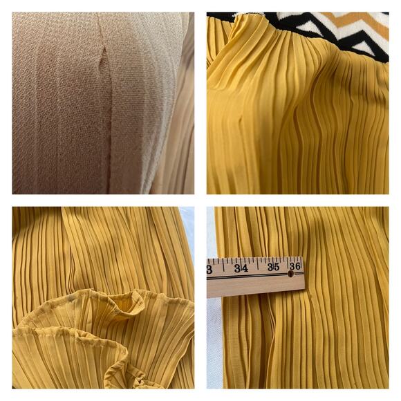 Dear Creatures Anthropologie Pleated Mustard Yellow Maxi Skirt Size M - Picture 6 of 9